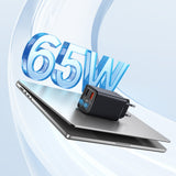 Baseus GaN6 Pro oplader 65W 2 x USB-C 2 x USB-A med sort USB-C kabel 100W 1m - sort