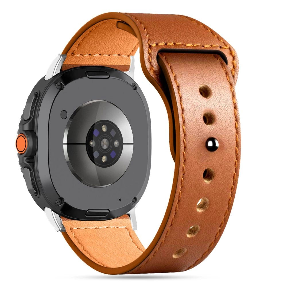 Tech-Protect Leatherfit Strap til Samsung Galaxy Watch 40/44/46 mm - Brunt