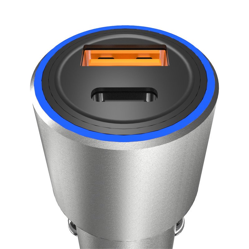 Dudao USB / USB Car Charger Type C Power Delivery Hurtig opladning 22,5 W Grå (R4PQ)
