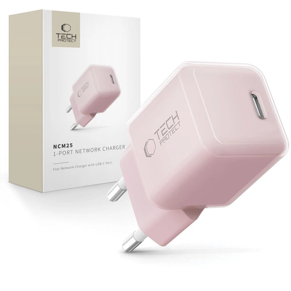 Tech-Protect NCM25 USB-C PD 25W vægoplader - Pink