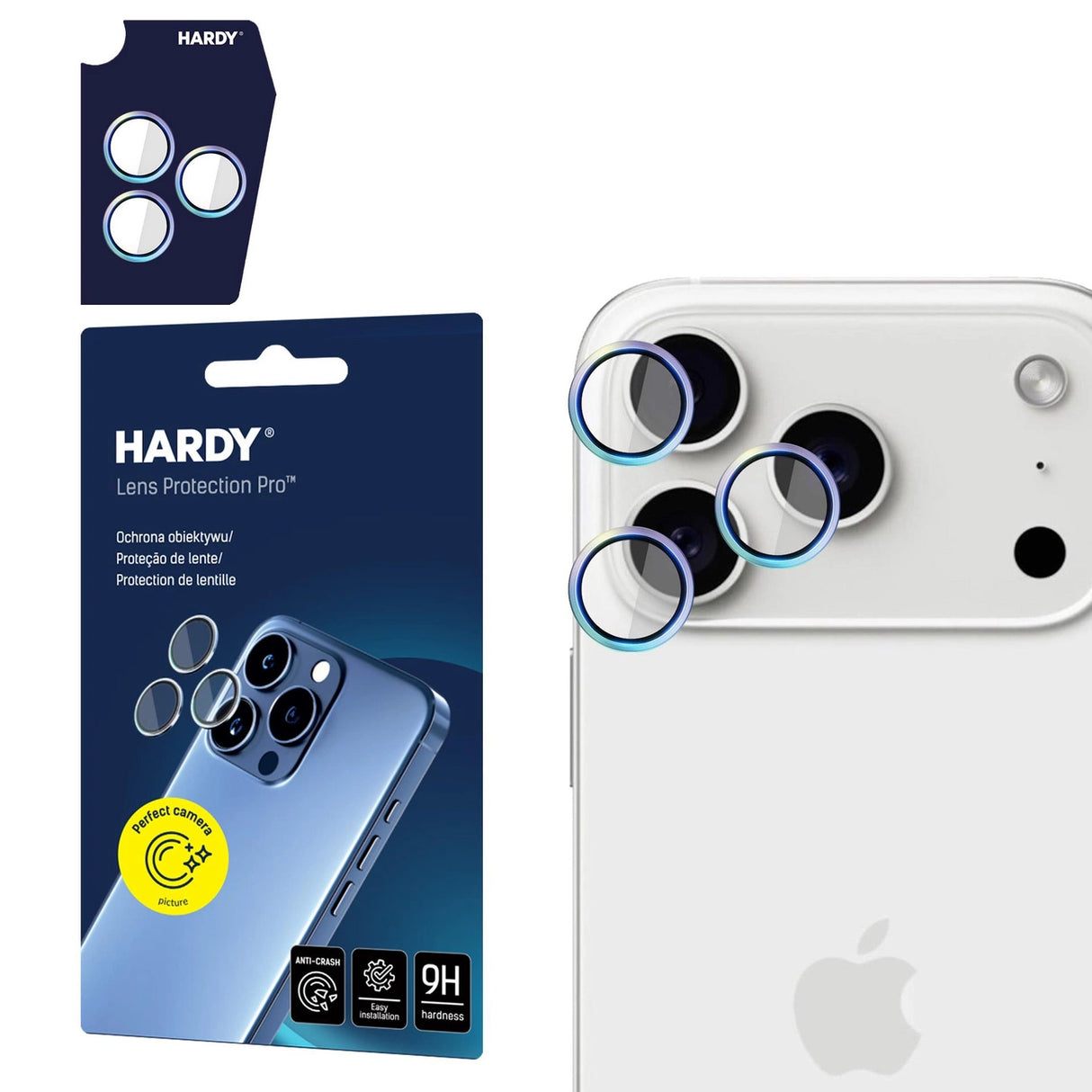 3mk HARDY Lens Protection Pro Glass til iPhone 17 Pro / 17 Pro Max - Multicolor
