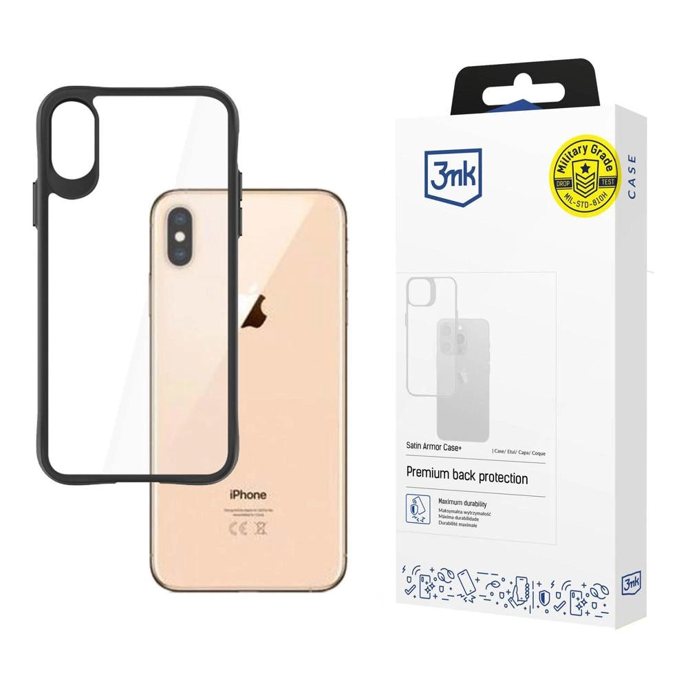 3mk Satin Armor Case+ til iPhone Xs Max - Transparent sort