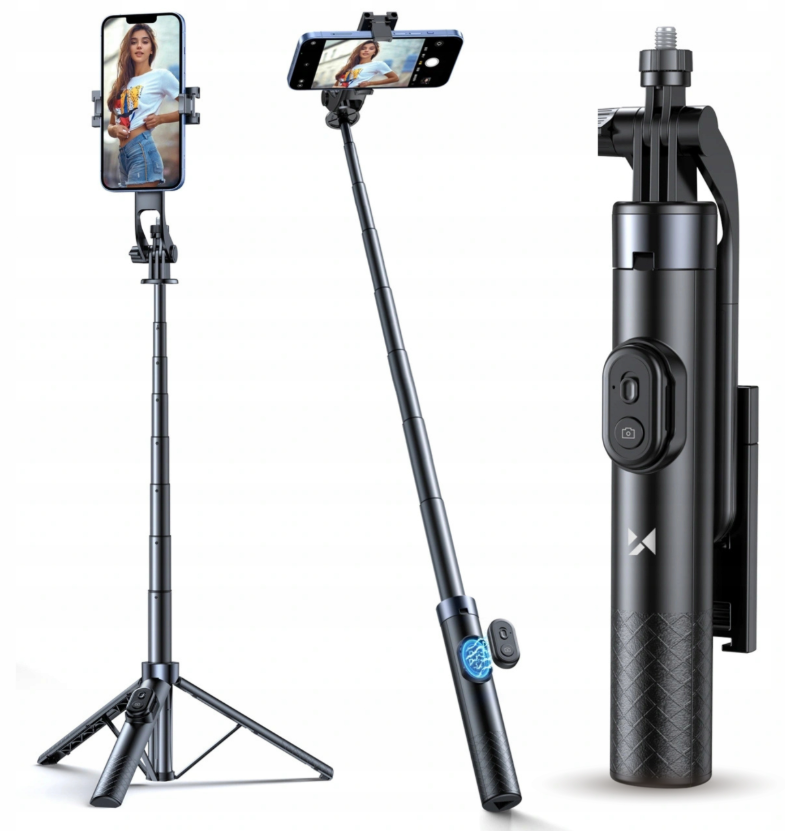 Wozinsky Selfie stick WC1Y30S telescopic tripod 1.3m with phone holder - black