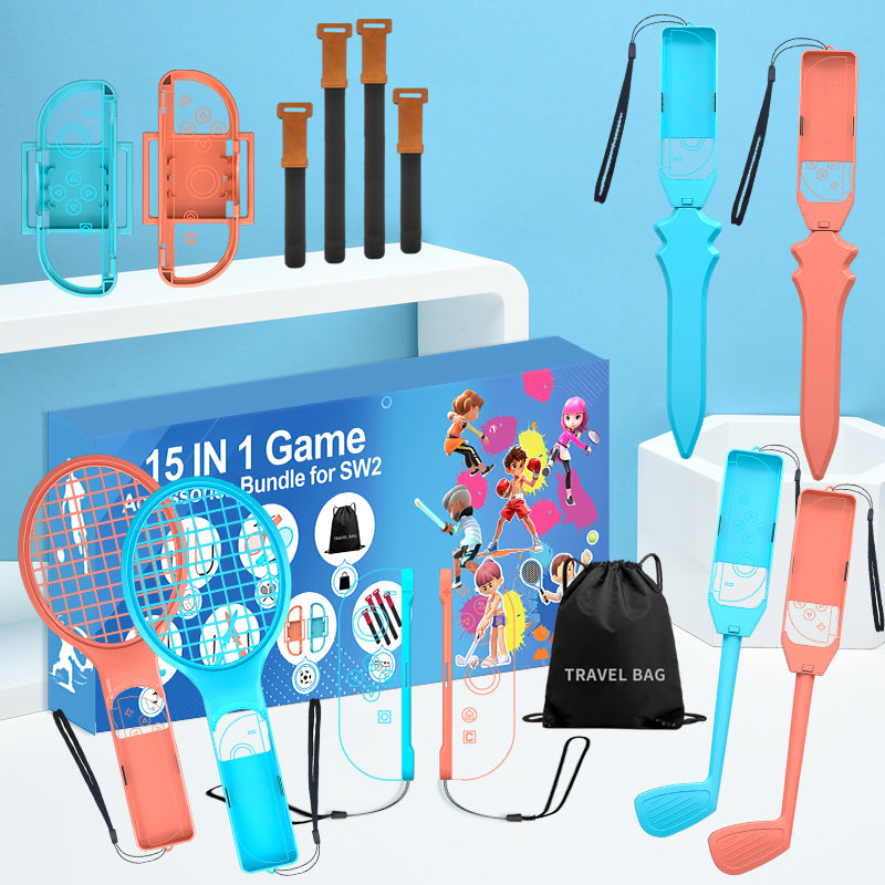 Nintendo Switch 15-i-1 Family Accessory Pack 2 - Orange og Blue Set