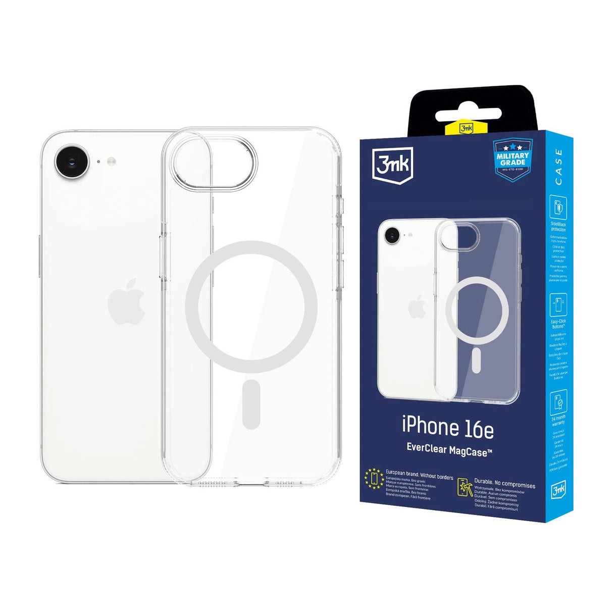 3mk EverClear MagCase til Apple iPhone 16E - gennemsigtig