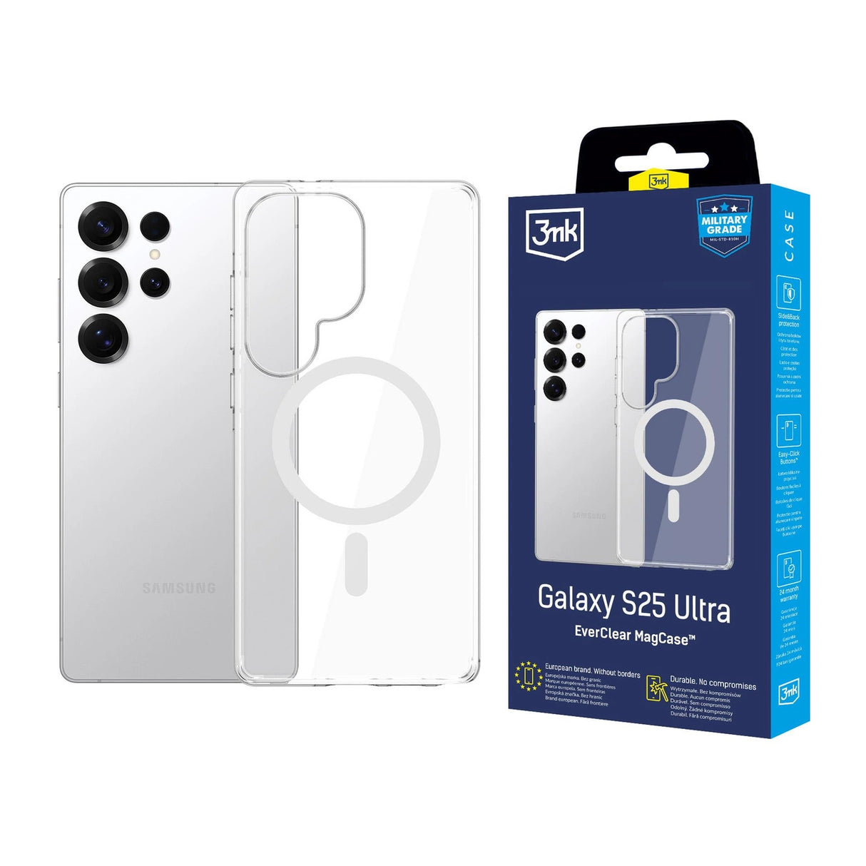 3mk EverClear MagCase til Samsung Galaxy S25 Ultra - gennemsigtig