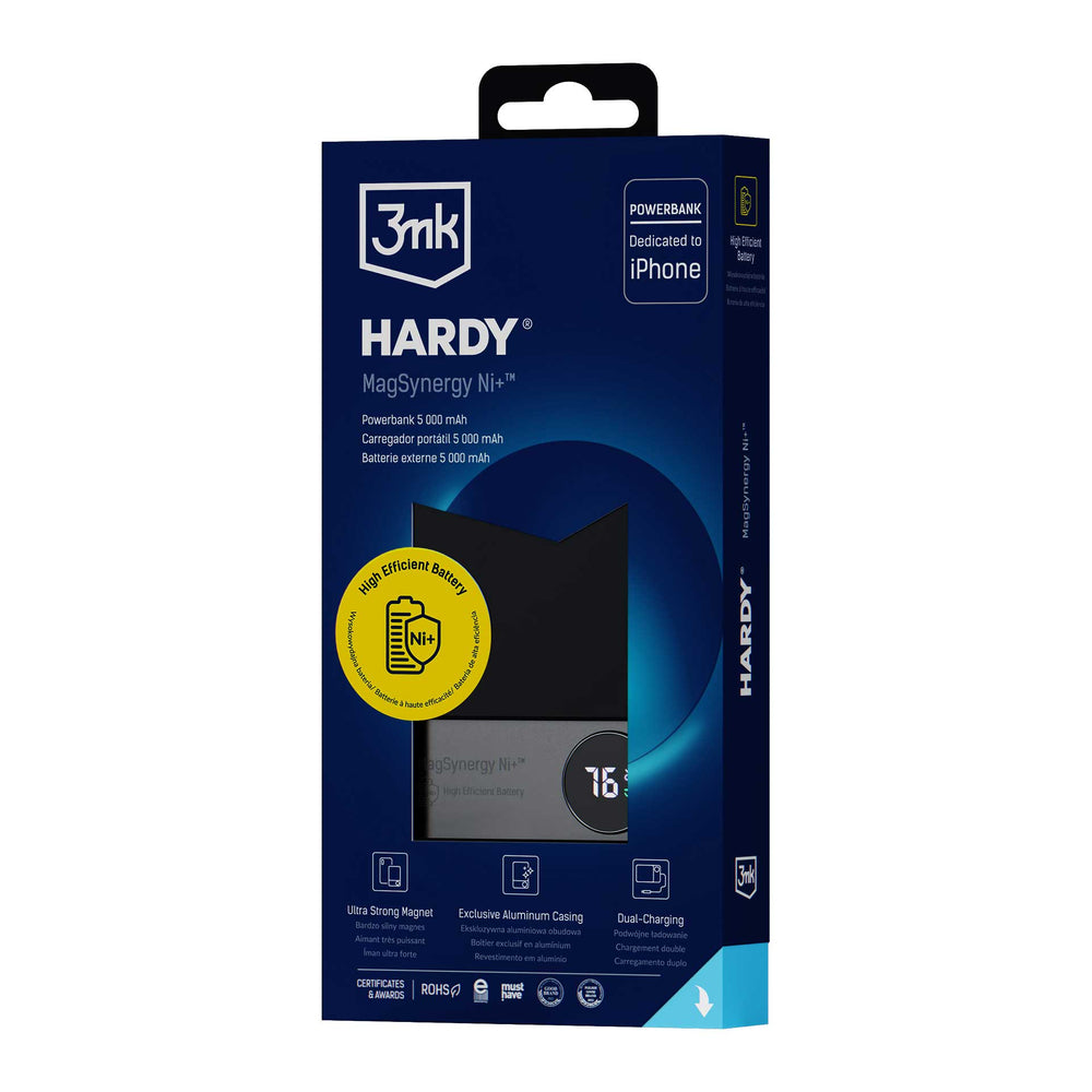 Powerbank 3mk HARDY MagSynergy Ni+ 5,000mAh 22.5W USB 1C1L - black
