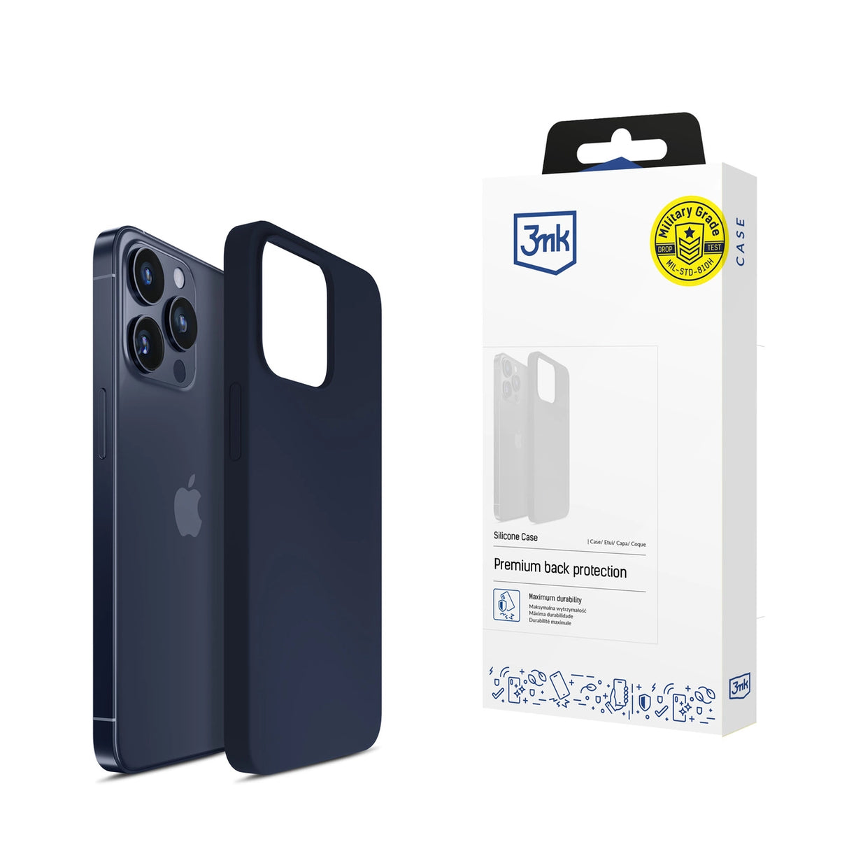 3mk Silicone Case for iPhone 15 Pro - Navy Blue