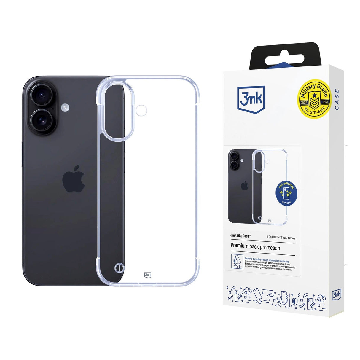 3mk Just20g Clear Case til Apple iPhone 16 - gennemsigtigt