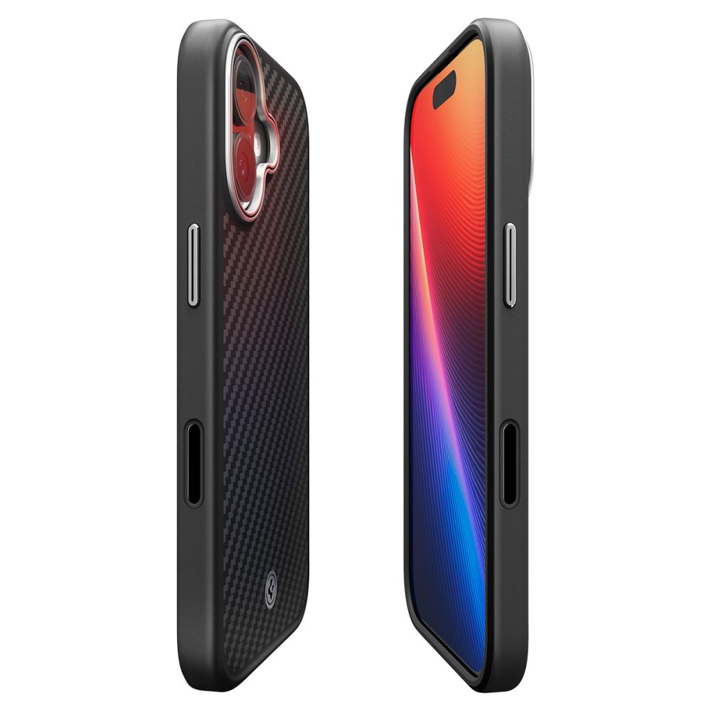 Spigen Enzo Aramid "T" MagSafe-fodral til iPhone 17 - sort og sølv