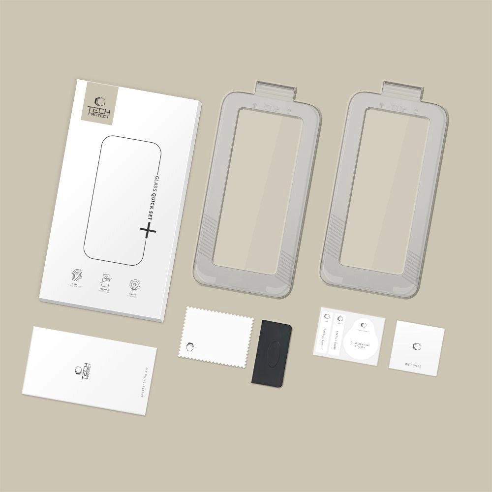Tech-Protect Quick Set+ 2-pakke af hærdet glas til iPhone 17 - sort
