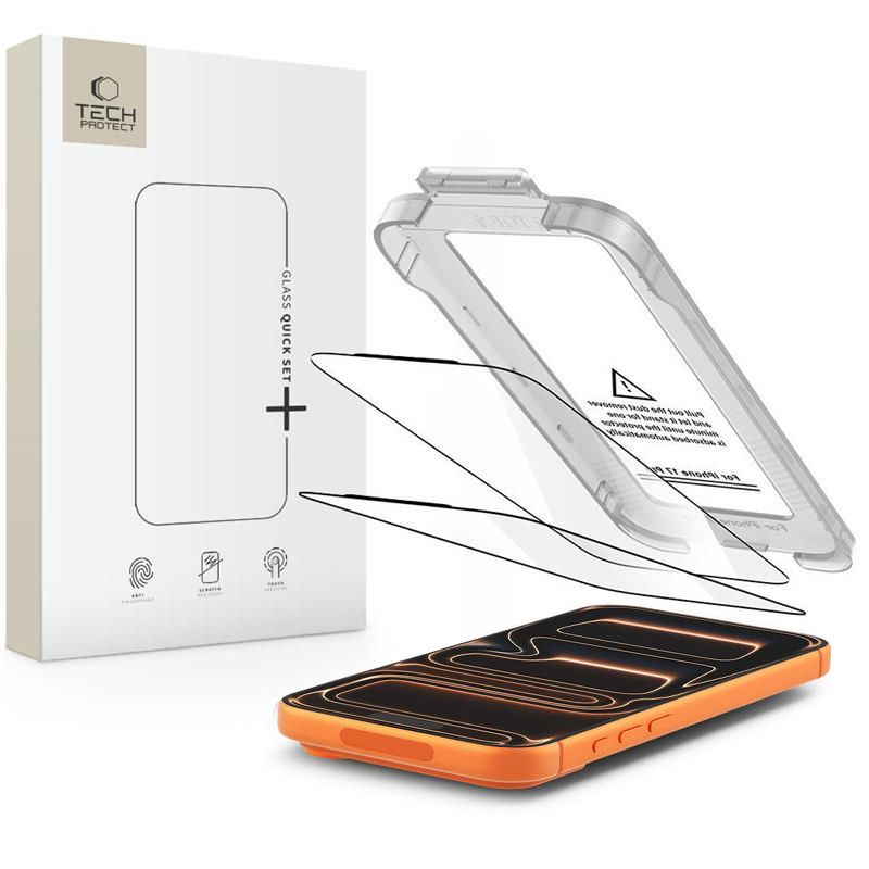 Tech-Protect Quick Set+ 2-pack tempered glass for iPhone 17 Pro Max - black