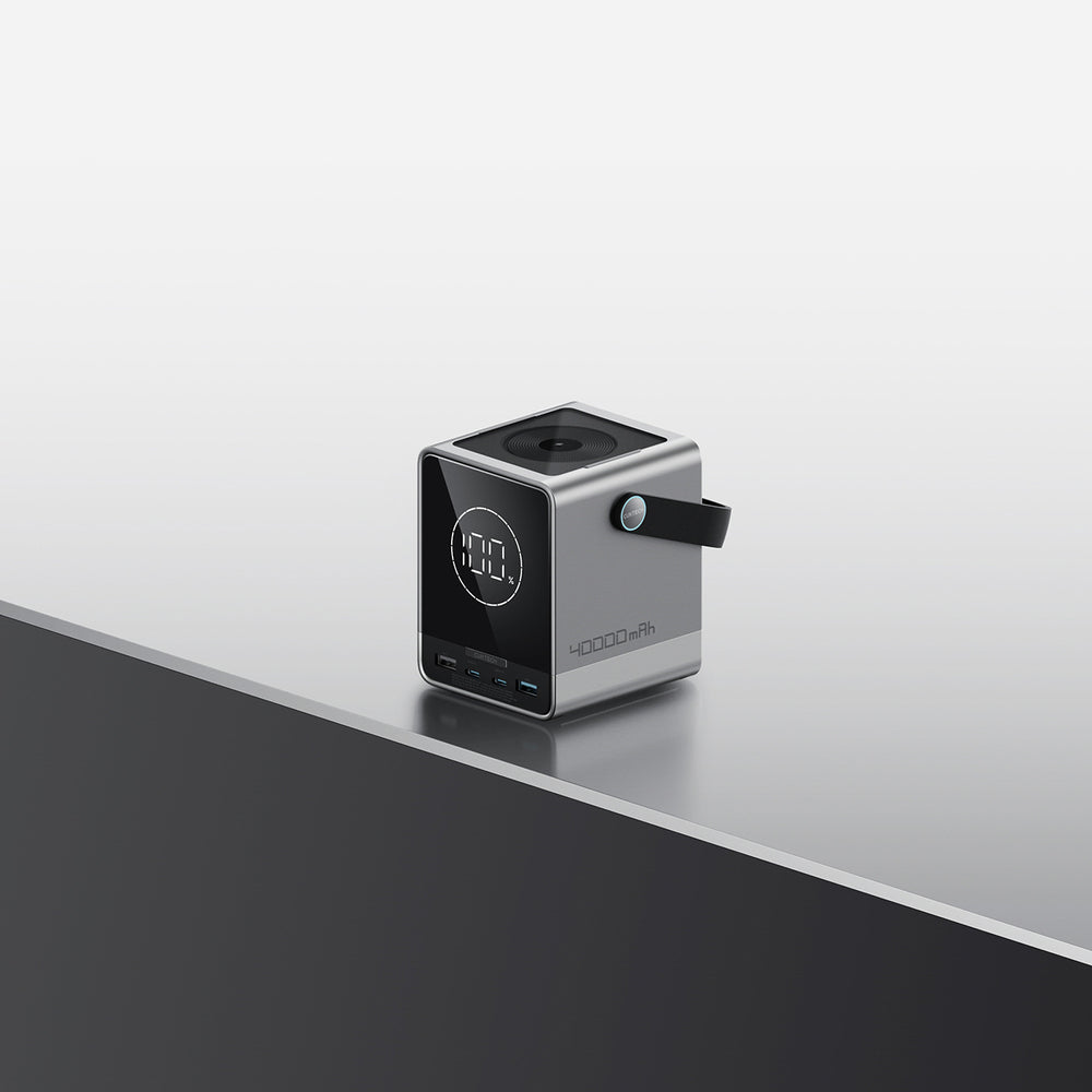 Cuktech Powerbank 300W 40000mAh med trådløs opladning 2x USB-C + 2x USB-A - sort
