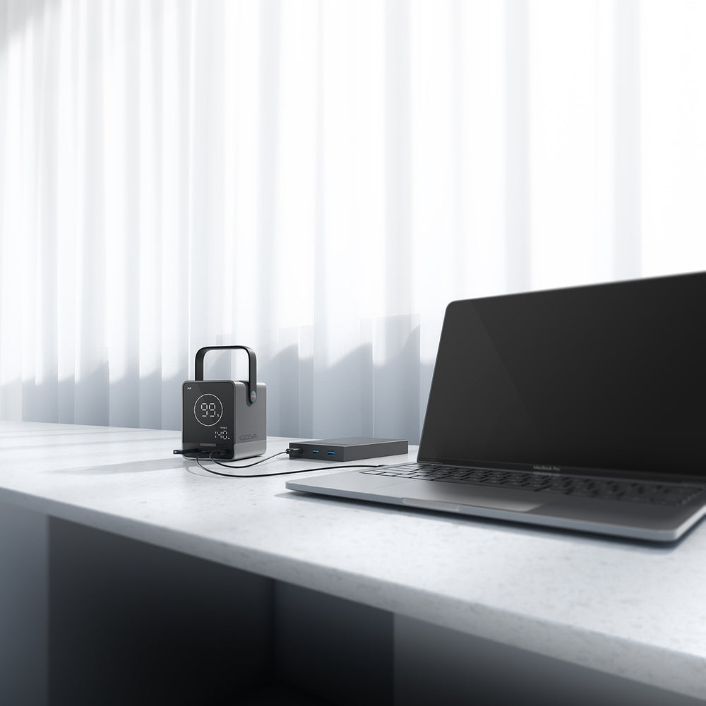 Cuktech Powerbank 300W 40000mAh med trådløs opladning 2x USB-C + 2x USB-A - sort