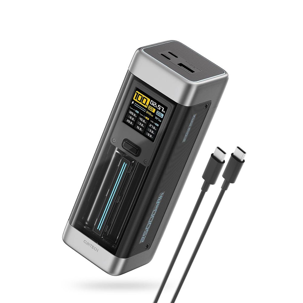 Powerbank Cuktech CUK00P23GLBK 210W 25000mAh Powerbank 2 x USB-C 1 x USB-A - sort