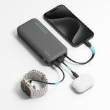 Cuktech CUKP200NGLLG 55W 20000mAh Powerbank med indbygget USB-C-kabel - hvid