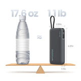 Cuktech CUKP200NGLLG 55W 20000mAh Powerbank med indbygget USB-C-kabel - hvid