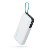 Cuktech CUKP200NGLLG 55W 20000mAh Powerbank med indbygget USB-C-kabel - hvid