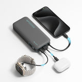 Cuktech CUKP200NGLDG 55W 20000mAh Powerbank with Built-in USB-C Cable - Gray
