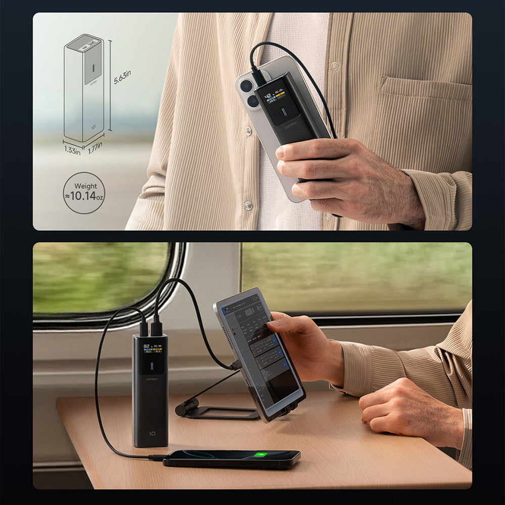 Powerbank Cuktech CKPB100PGLBL 150W 10000mAh USB-C USB-A - sort