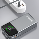 Dudao K31 Pro 45W 20000mAh Power Bank med indbygget indtrækbart USB-C-kabel - Grå