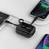 Dudao K32 Powerbank 22.5W 10000 mAh med indbygget USB-C / Lightning Cable - sort