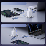 Baseus EnerFill FE11 2 x USB-C / USB-A 100W vægoplader - hvid