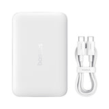 Baseus EnerFill FM11 Ultra-Mini 10000mAh 22.5W MagSafe Kompatibel Power Bank med Baseus Simple USB-C 20V/3A 30cm Kabel - Hvid