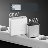 Cuktech 65W GaN 2xUSB-C 1xUSB-A Wall Charger - Grå