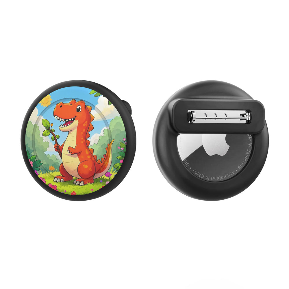 AirTag-mærkefoder - sort med dinosaurindtryk