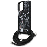 Karl Lagerfeld Crossbody Grained Pattern & Logo Case for iPhone 16 - Black