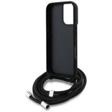 Karl Lagerfeld Crossbody Grained Pattern & Logo Case for iPhone 16 - Black