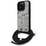 Karl Lagerfeld Crossbody Grained Pattern & Logo Case for iPhone 16 Pro Max - Gray