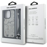 Karl Lagerfeld Crossbody Grained Pattern & Logo Case for iPhone 16 Pro Max - Gray