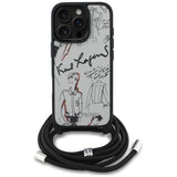 Karl Lagerfeld Crossbody Grained Pattern & Logo Case for iPhone 16 Pro - Gray