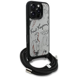 Karl Lagerfeld Crossbody Grained Pattern & Logo Case for iPhone 16 Pro - Gray