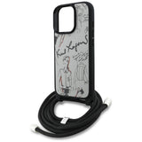 Karl Lagerfeld Crossbody Grained Pattern & Logo Case for iPhone 16 Pro - Gray