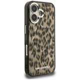 Karl Lagerfeld IML Leopard Pattern MagSafe Case til iPhone 16 - Brunt