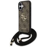 Guess 4G Big Logo Cord Stap Crossbody Case til iPhone 17 - Brunt