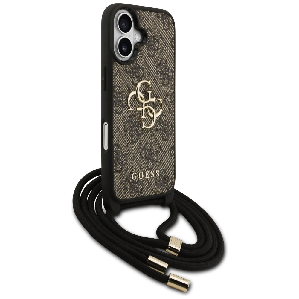 Guess 4G Big Logo Cord Stap Crossbody Case til iPhone 17 - Brunt