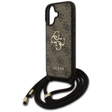 Guess 4G Big Logo Cord Stap Crossbody Case til iPhone 17 - Brunt
