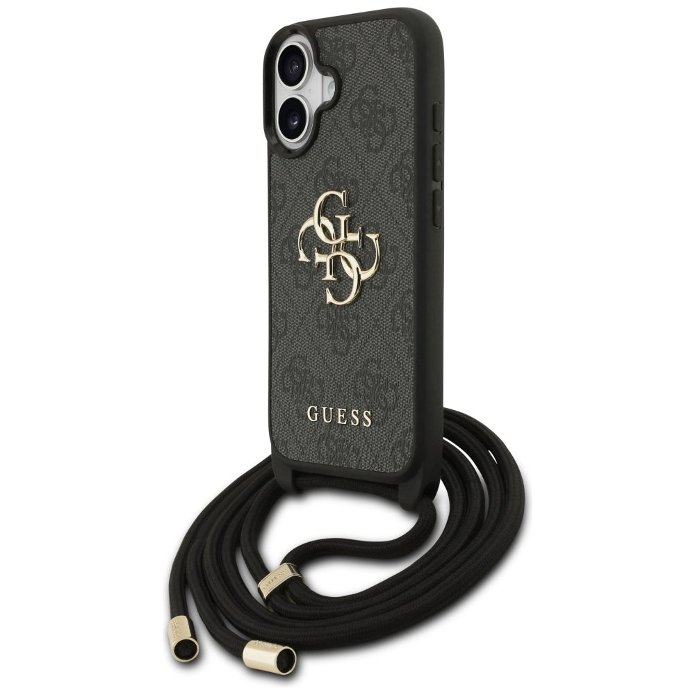 Guess 4G Big Logo Cord Stap Crossbody Case til iPhone 17 - sort