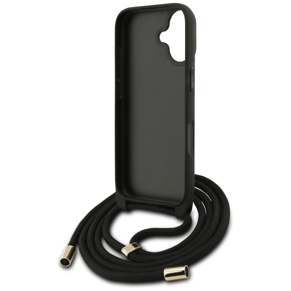 Guess 4G Big Logo Cord Stap Crossbody Case til iPhone 17 - sort