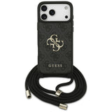 Guess 4G Big Logo Cord Stap Crossbody Case for iPhone 17 Pro Max - Black
