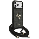Guess 4G Big Logo Cord Stap Crossbody Case for iPhone 17 Pro Max - Black