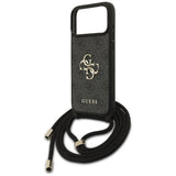 Guess 4G Big Logo Cord Stap Crossbody Case for iPhone 17 Pro Max - Black