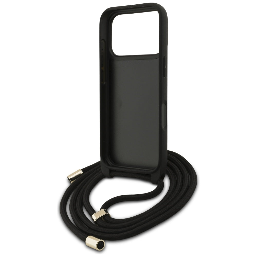 Guess 4G Big Logo Cord Stap Crossbody Case for iPhone 17 Pro Max - Black