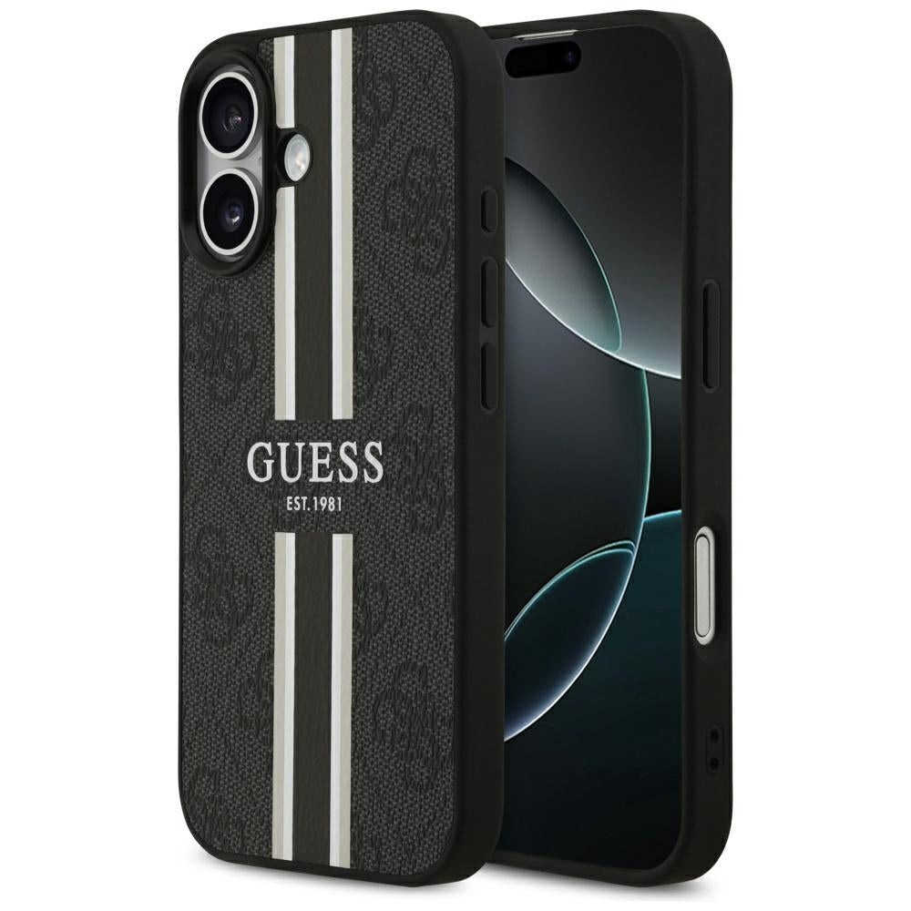 Guess 4G Printed Stripes MagSafe case til iPhone 17 - sort
