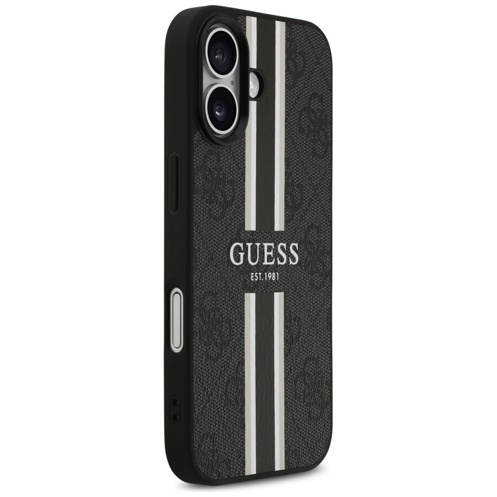 Guess 4G Printed Stripes MagSafe case til iPhone 17 - sort