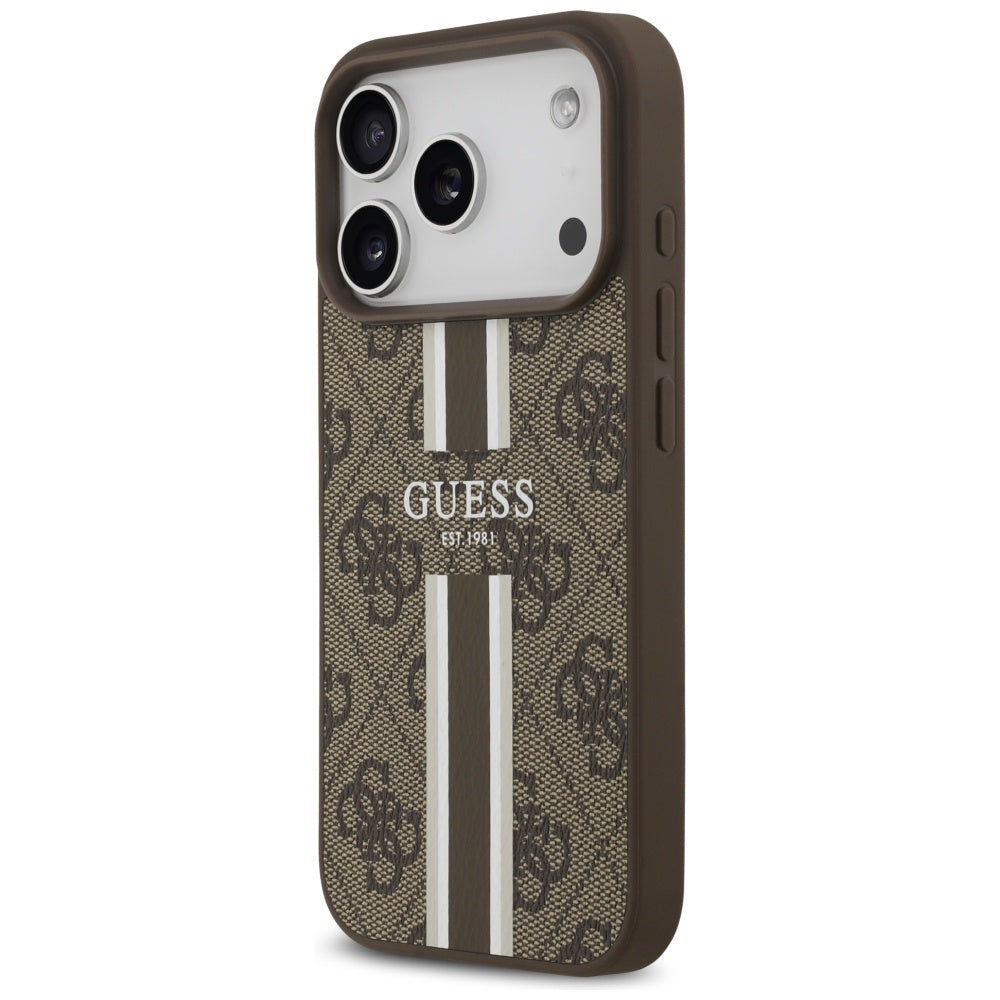 Guess 4G Printed Stripes MagSafe case til iPhone 17 Pro - brun